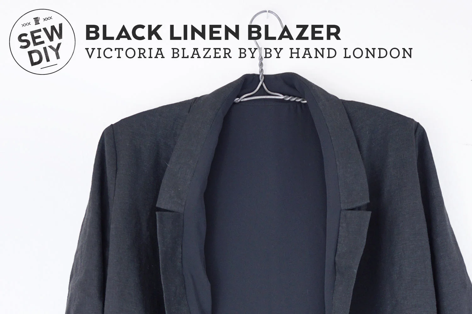 BLACK LINEN BLAZER WITH DETAIL STICHED